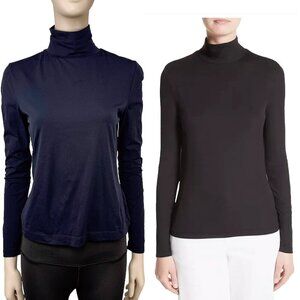 ST. JOHN CAVIAR Collection Navy Blue Marine Fine Knit Quiet Luxury Sweater S
